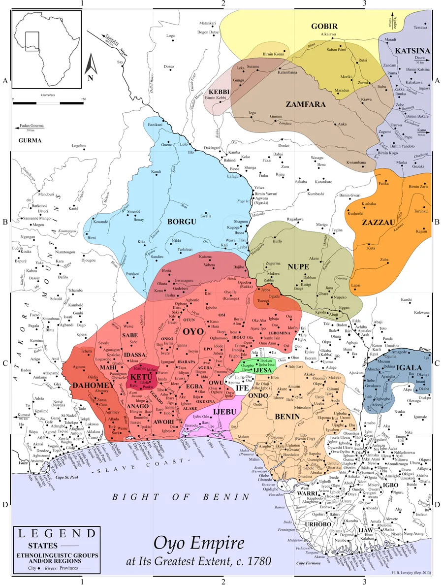 Oyo Empire — Oyo Empire at Its Greatest Extent, c. 1780