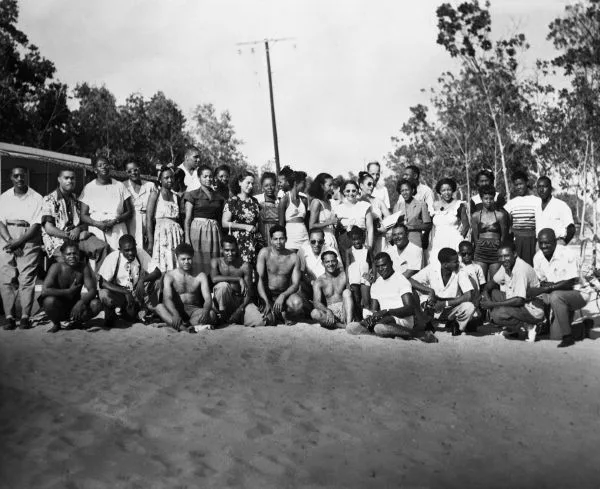 The Nadir / Jim Crow Era — Group at segregated beach - Virginia Key, Florida